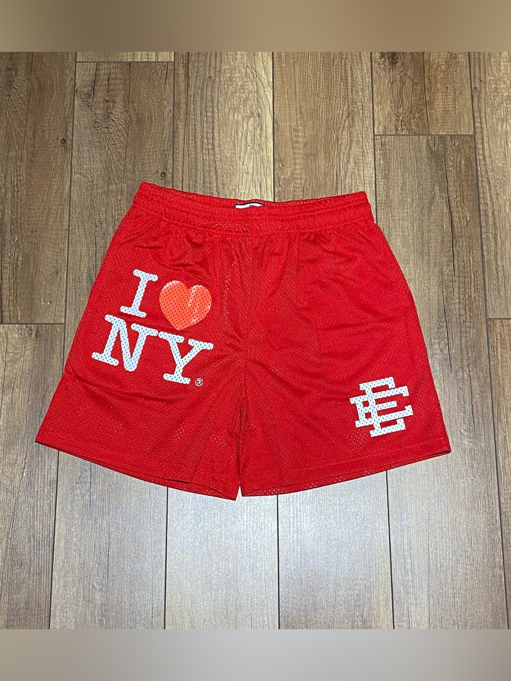 Eric Emanuel EE Red 'I ♥ NY' Mesh Shorts Brand New I Love New York